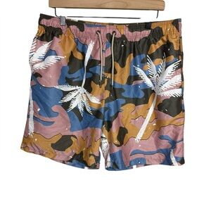 Negative Space Camouflage Palm Tree Swim Trunks Size Large
